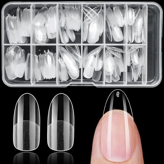  Oval Almond Gel X Nail Tips Medium Fake Nails for Press on Nails Clear Acrylic Nails Tips, 240Pc