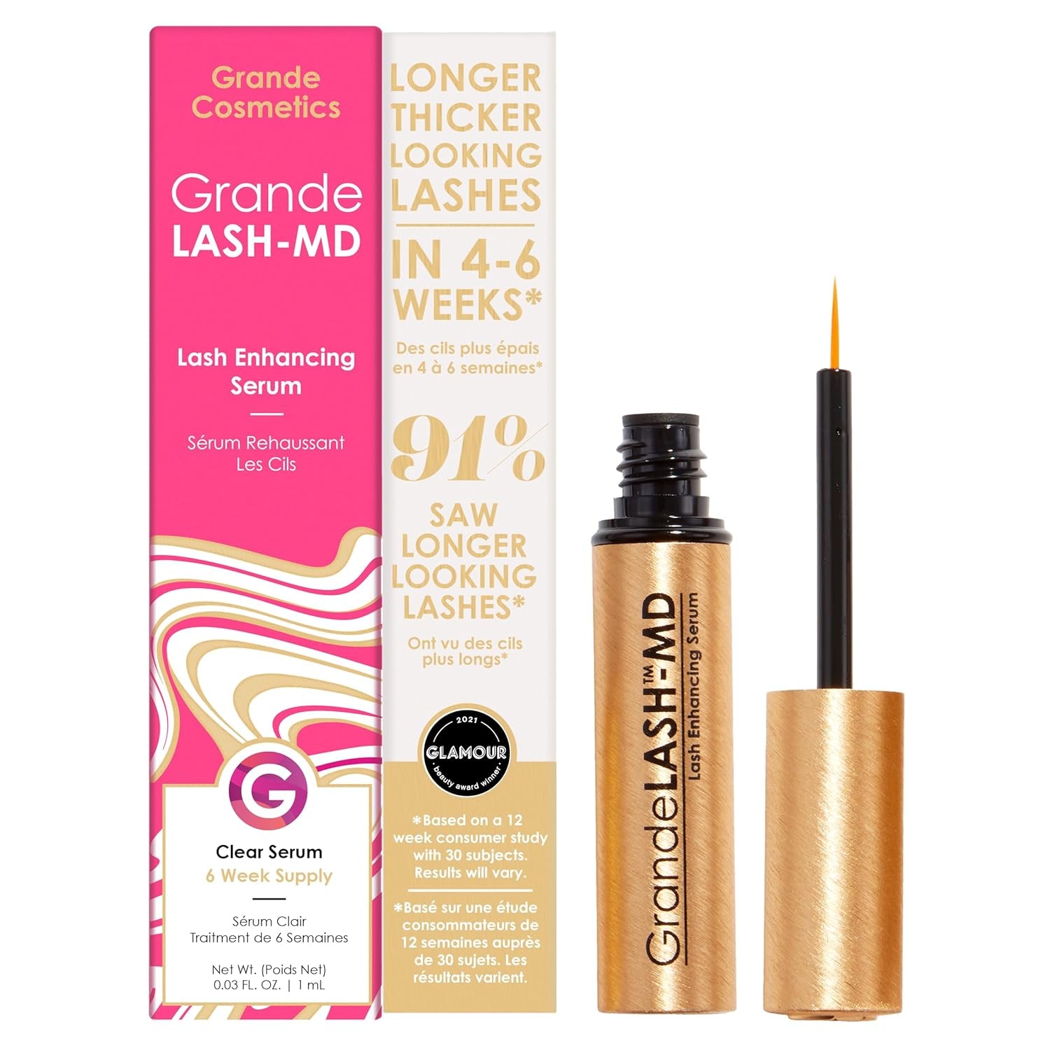 Grande Cosmetics Grandelash-Md Lash Enhancing Serum.  1mL, 6-week starter supply.