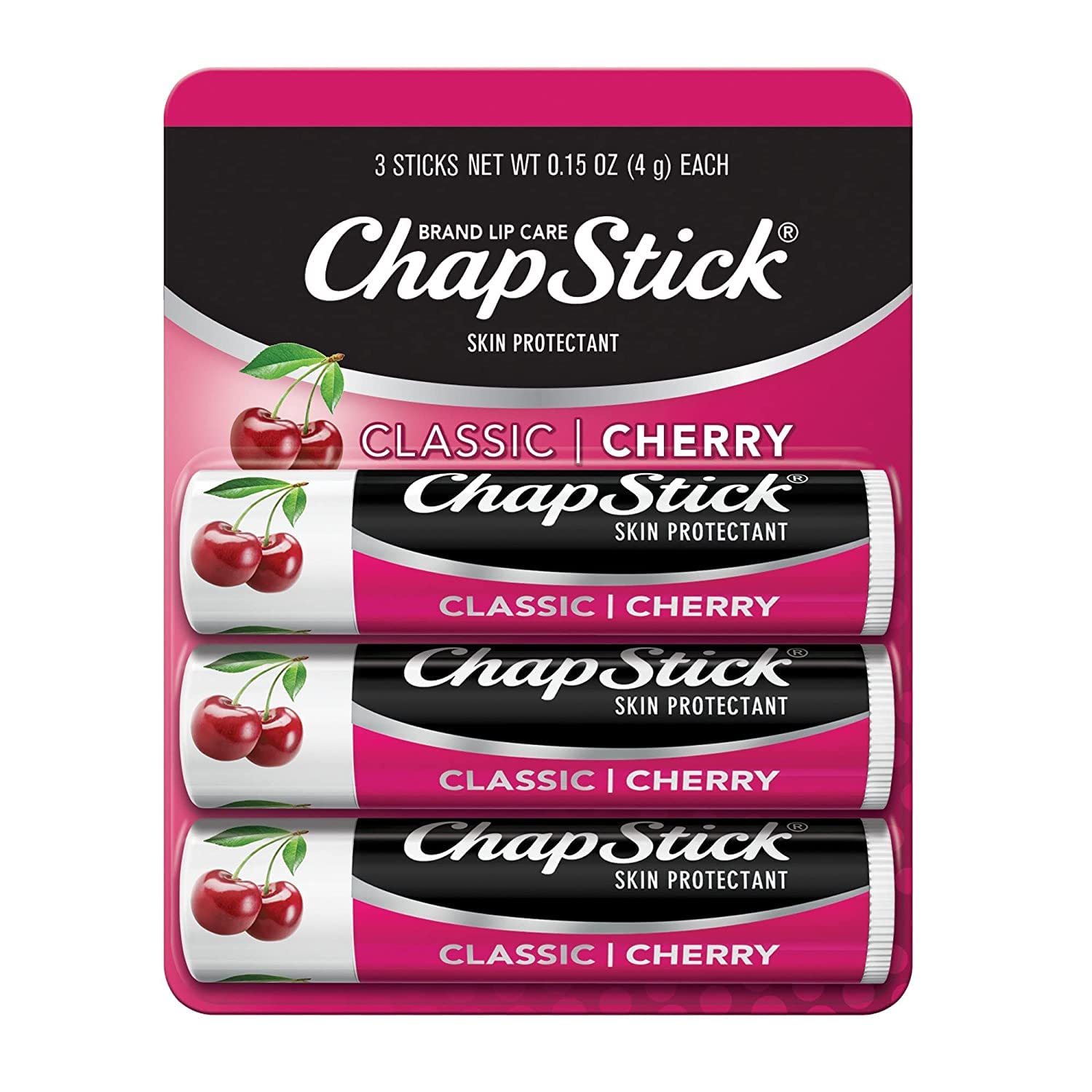 Chapstick Moisturizer Original Lip Balm Tubes, SPF 15 and Skin Protectant - 0.15 Oz (Pack of 3)