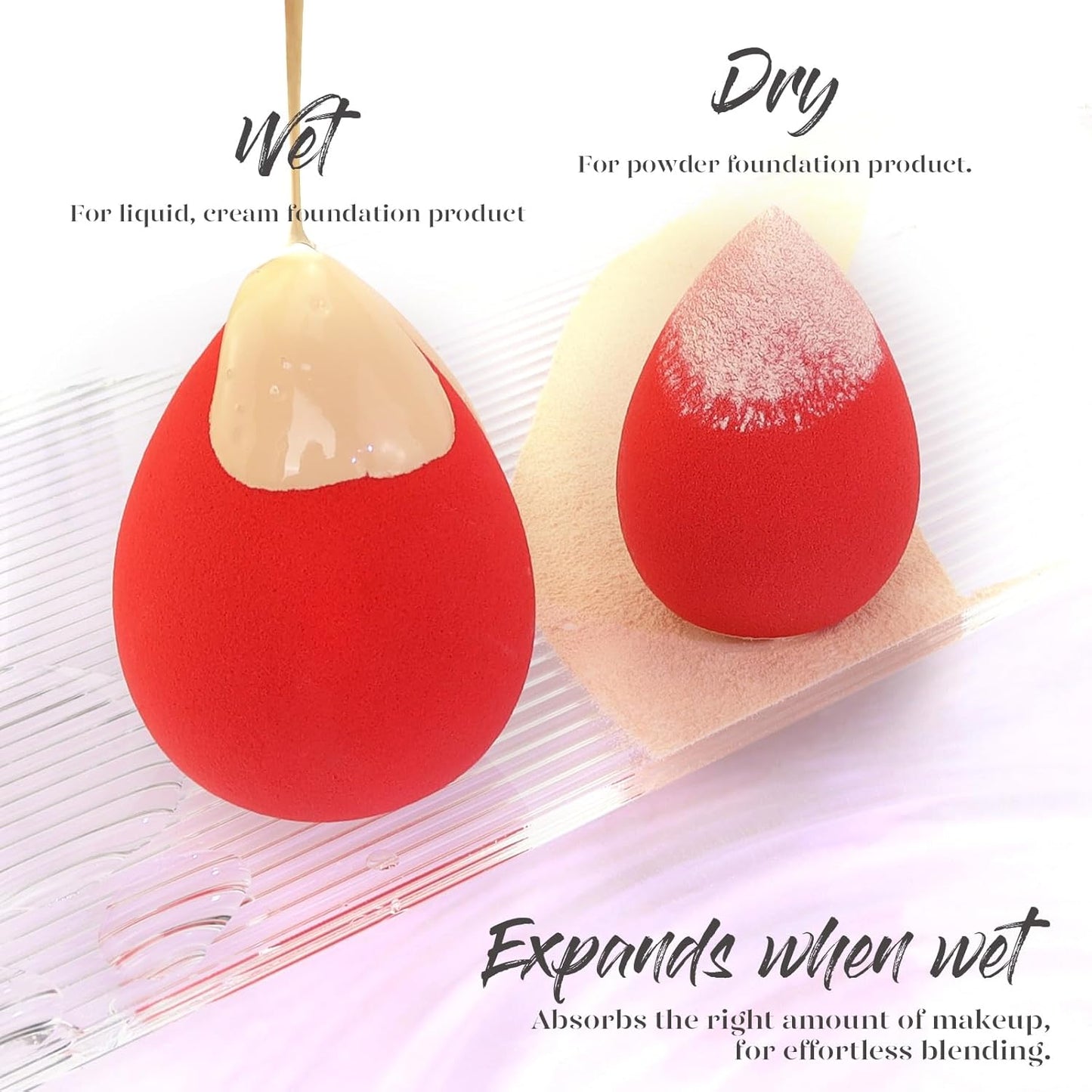 BEAKEY Makeup Sponge 5 Pcs Set, Latex-Free Boun Boun Beauty Sponge for Blending, Makeup Sponges for Foundation Liquid Cream and Powder. Blender for Enhanced Make up Application, Gift for Women