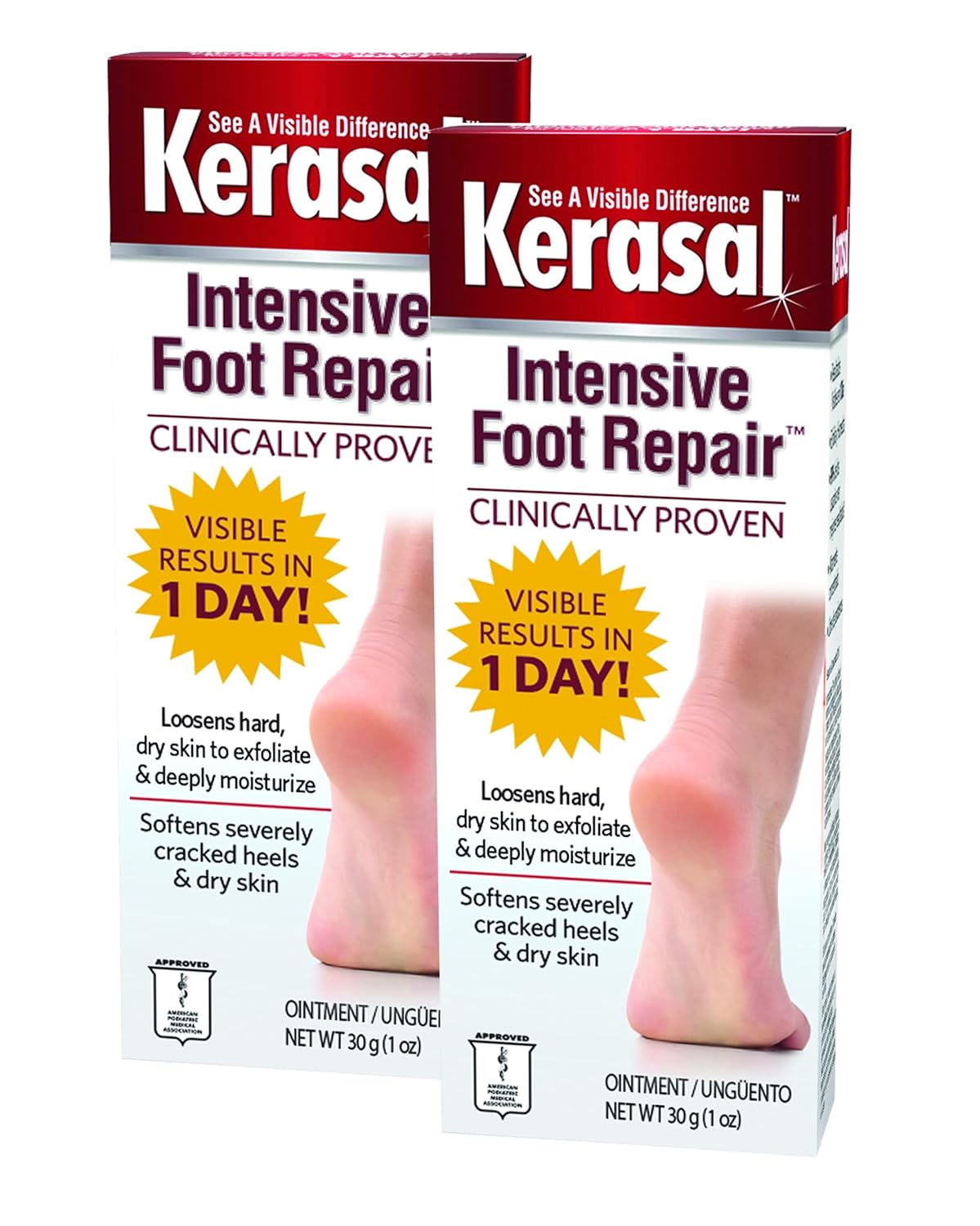 Kerasal Intensive Foot Repair, Skin Healing Ointment for Cracked Heels and Dry Feet, 1 Oz