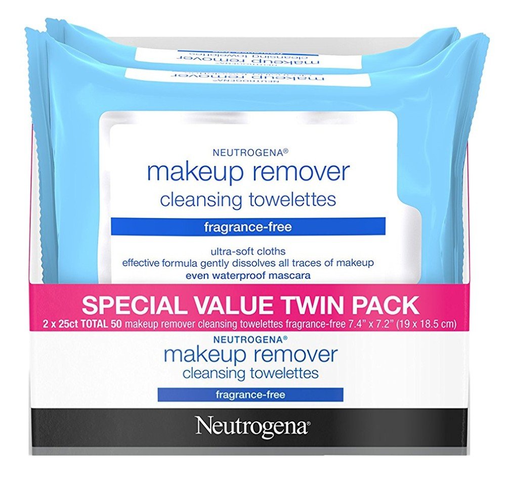 Neutrogena Makeup Remover Wipes, Ultra-Soft Cleansing Facial Towelettes for Waterproof Makeup, Alcohol-Free, Plant-Based, Twin Pack, 25 Count (Pack of 2)