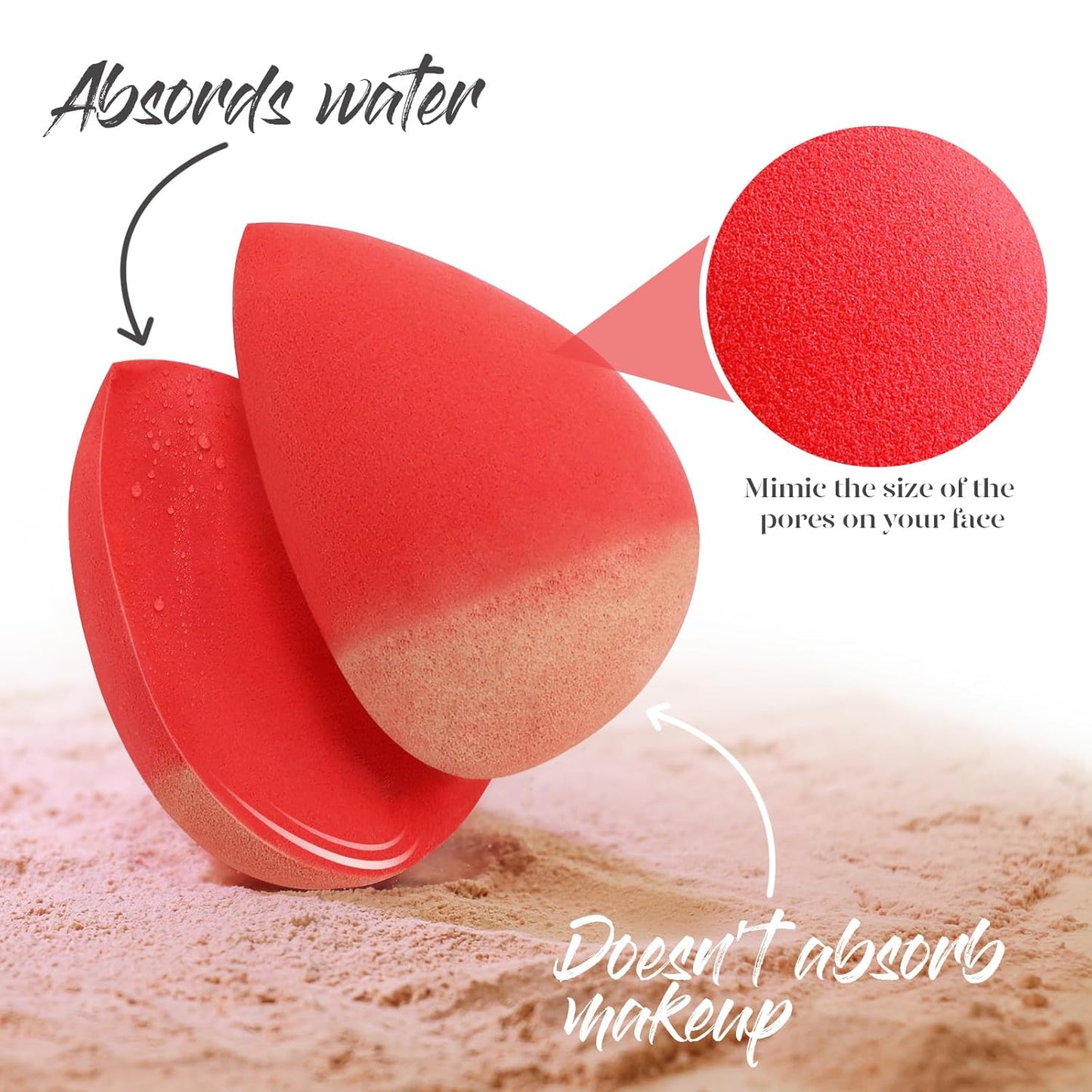 BEAKEY Makeup Sponge 5 Pcs Set, Latex-Free Boun Boun Beauty Sponge for Blending, Makeup Sponges for Foundation Liquid Cream and Powder. Blender for Enhanced Make up Application, Gift for Women