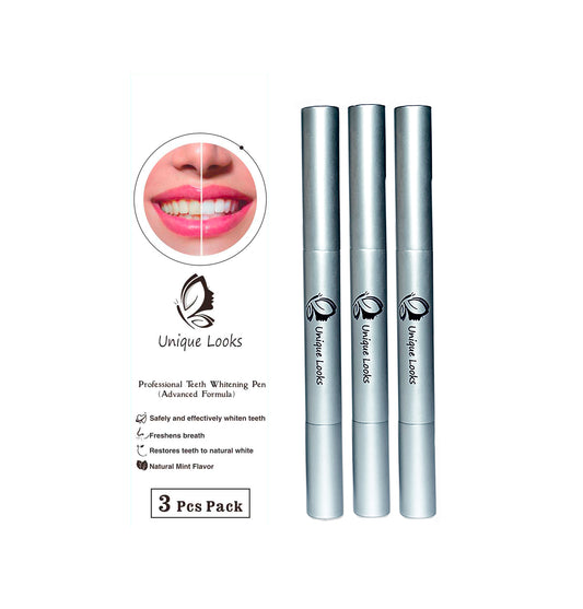 Unique Looks Teeth Whitening Pen, Stain Remover, Spot Treatment, Pak of 3.