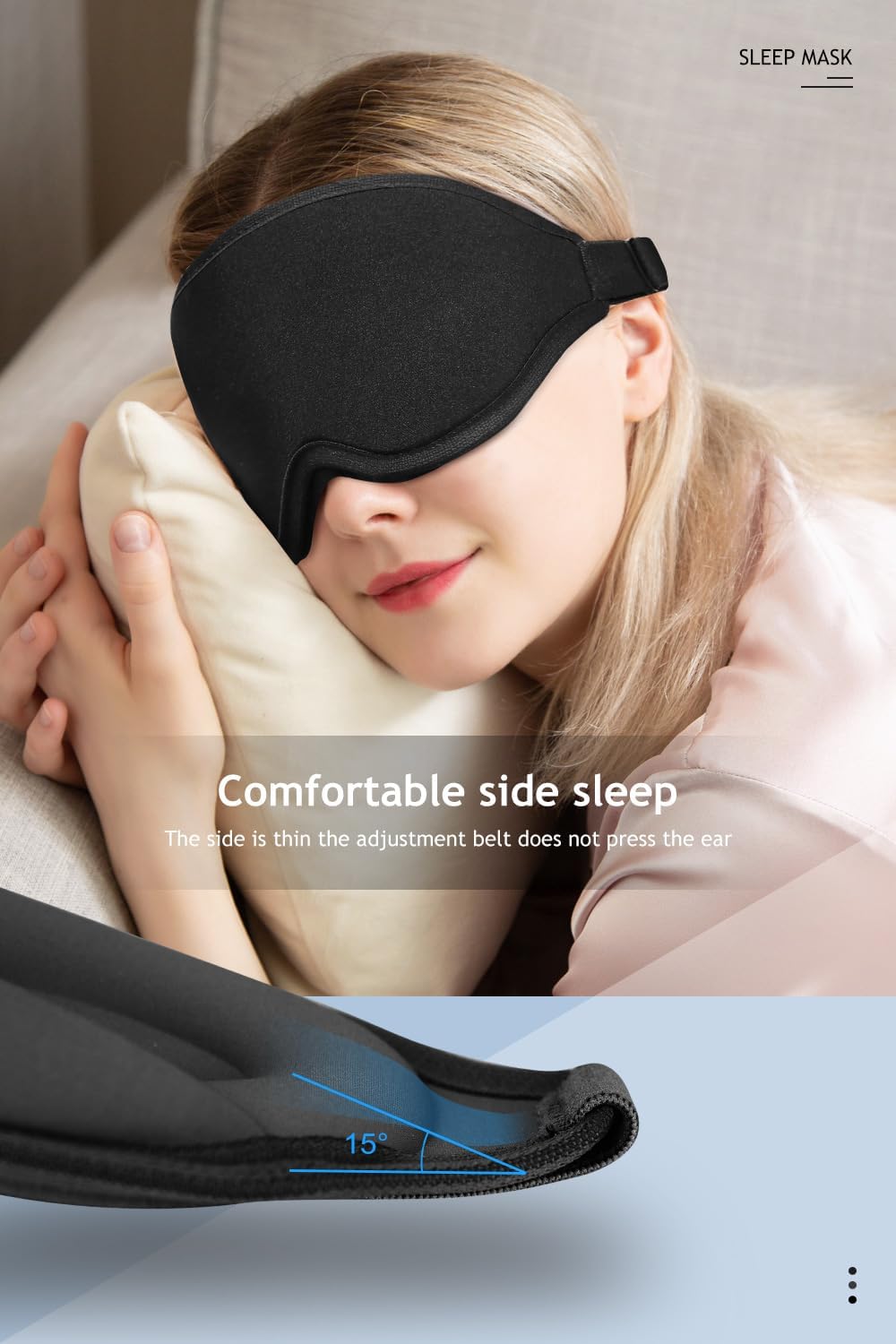 Eye Mask for Sleeping, 2 Packs 3D Contoured Cup Sleep Mask for Men Women, Soft Breathable Blackout Blindfold, Travel Eye Cover, Night Sleeping Mask with Adjustable Buckle for Side Sleeper (Black+Gray)